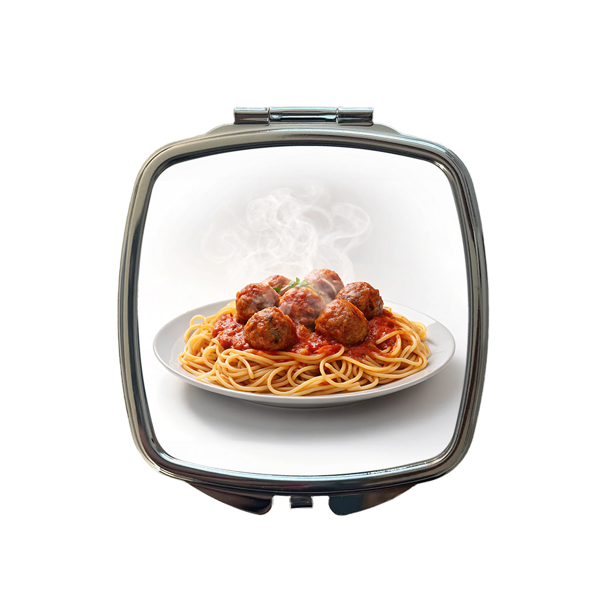 Spaghetti And Meatballs Italian Plate Small Travel Purse Handbag Pocket Makeup Compact Mirror