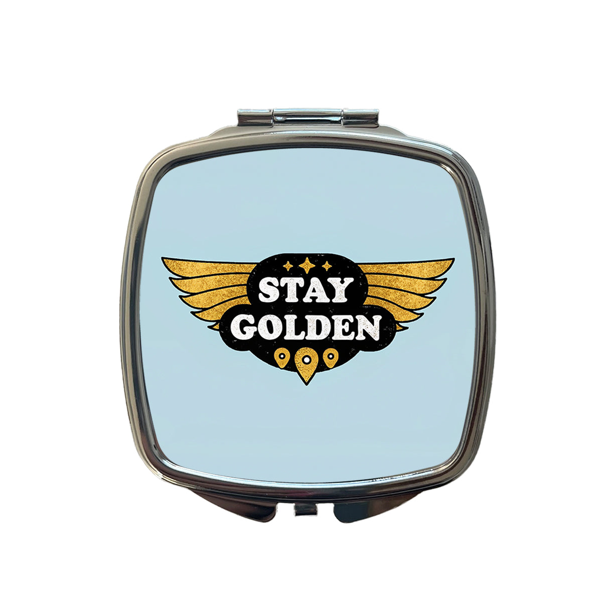 Stay Golden Funny Small Travel Purse Handbag Pocket Makeup Compact Mirror