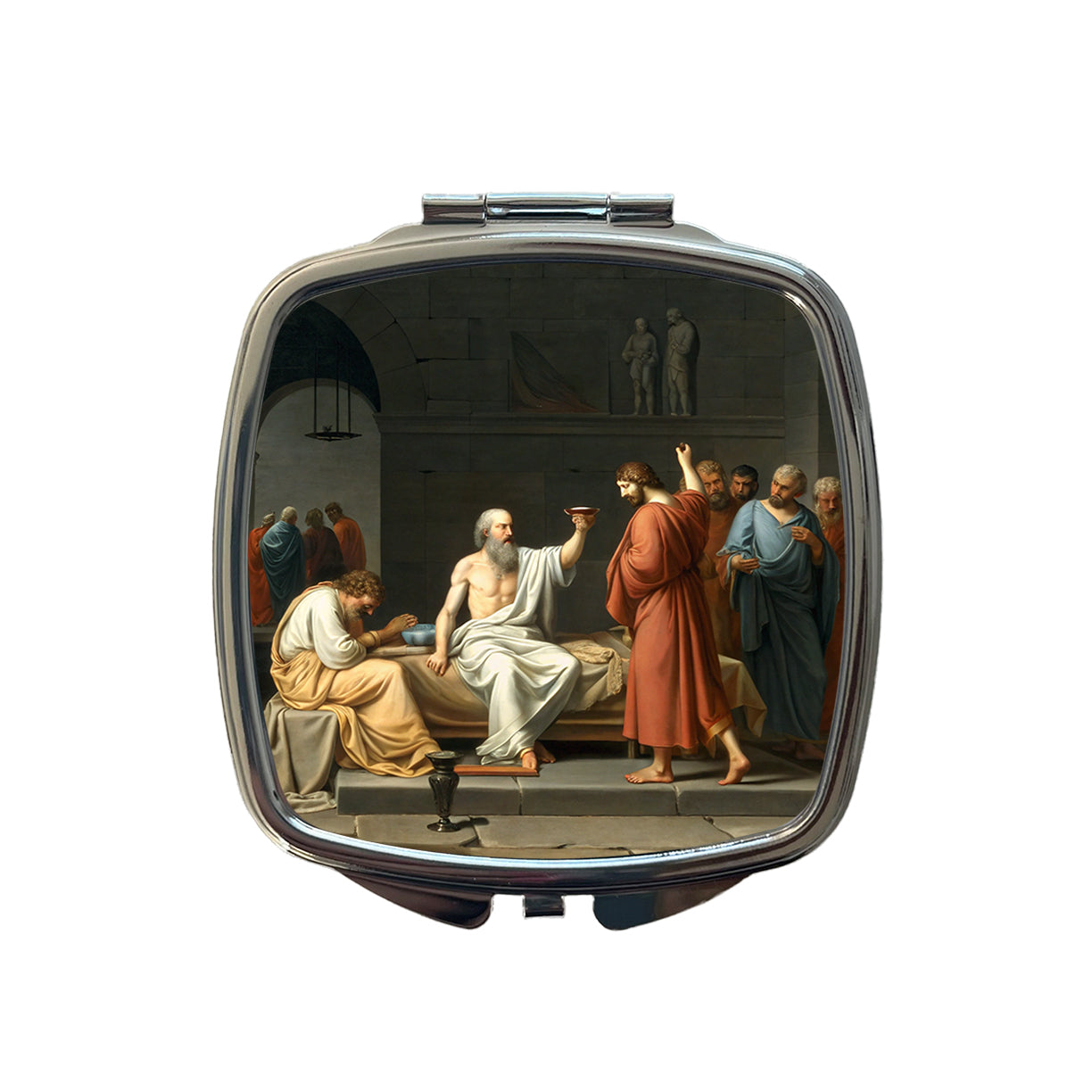 The Death Of Socrates Jacques Louis David Inspired Small Travel Purse Handbag Pocket Makeup Compact Mirror