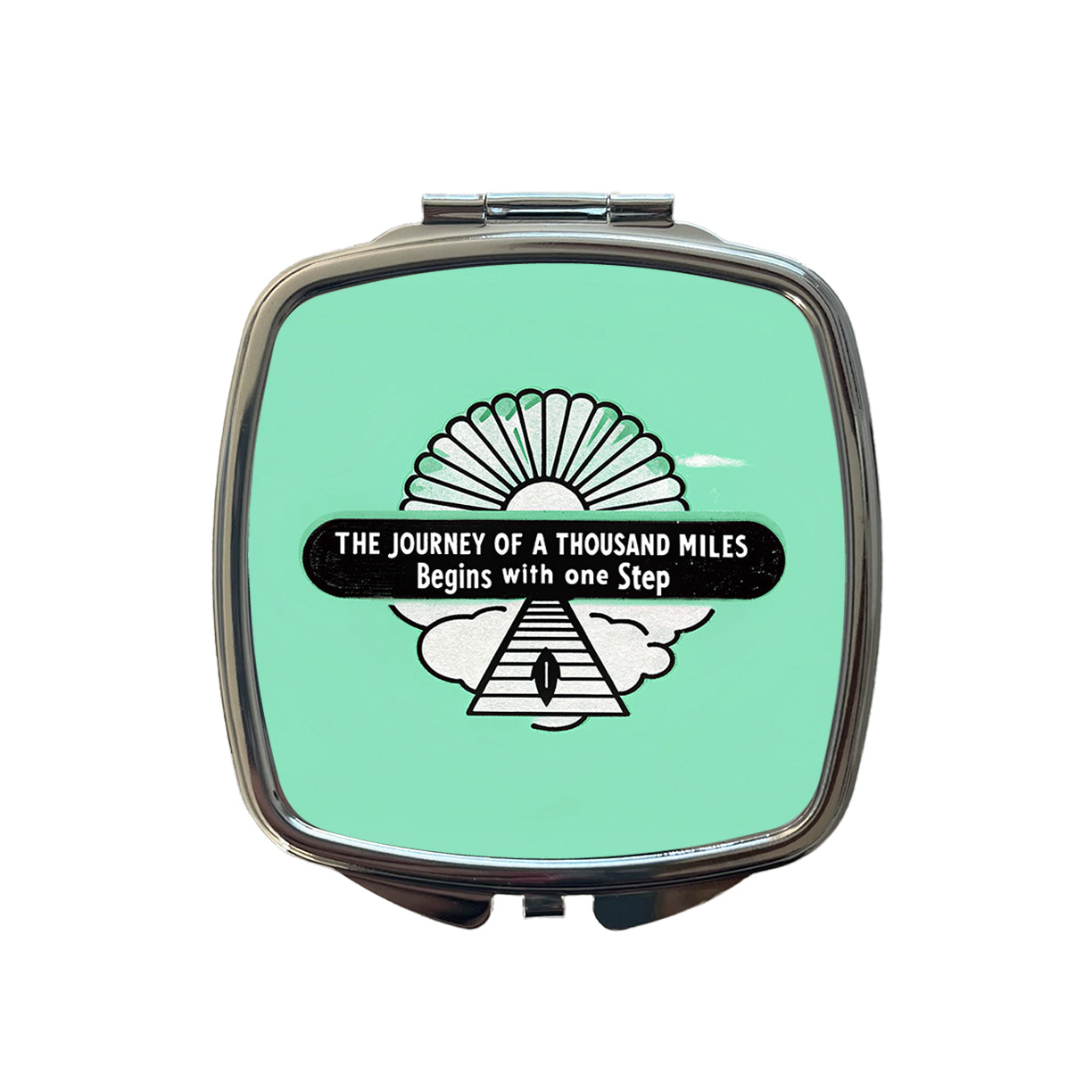 The Journey Of A Thousand Miles Begins With One Step Inspirational Small Travel Purse Handbag Pocket Makeup Compact Mirror