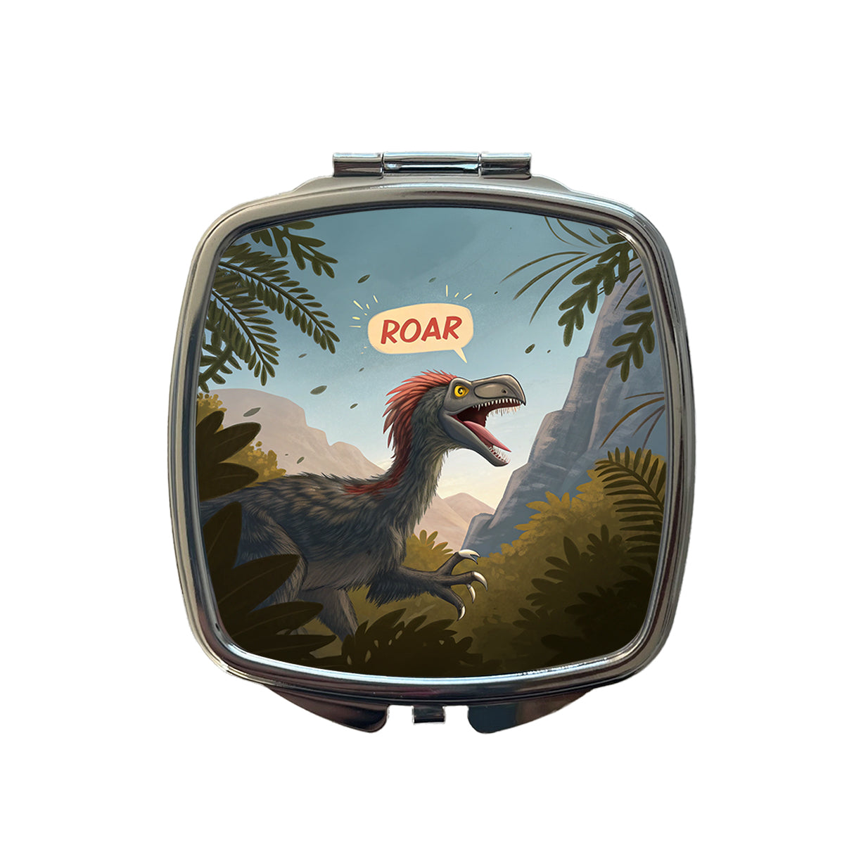 Therizinosaurus Roar Dinosaur Small Travel Purse Handbag Pocket Makeup Compact Mirror