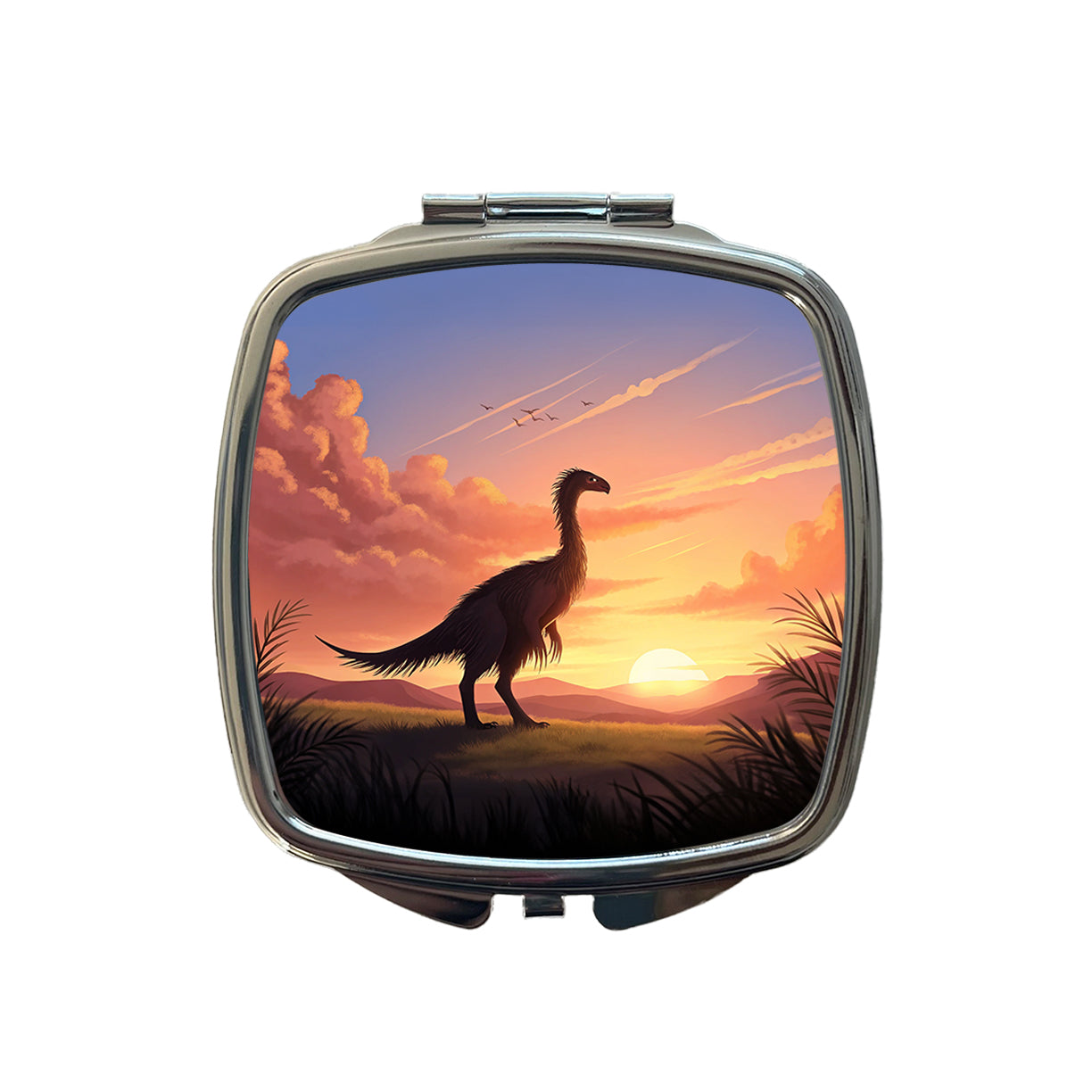 Therizinosaurus Sunset Small Travel Purse Handbag Pocket Makeup Compact Mirror