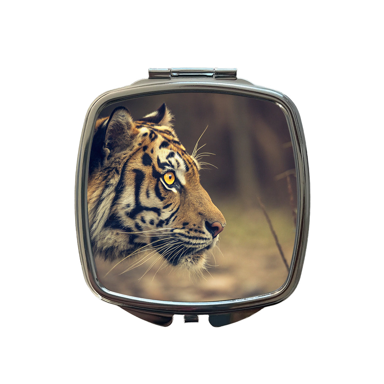 Tiger Eye Face Side View Small Travel Purse Handbag Pocket Makeup Compact Mirror