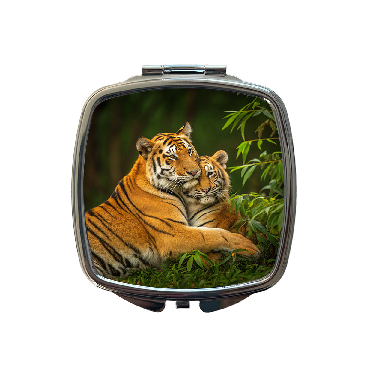 Tigers Hugging Love Small Travel Purse Handbag Pocket Makeup Compact Mirror