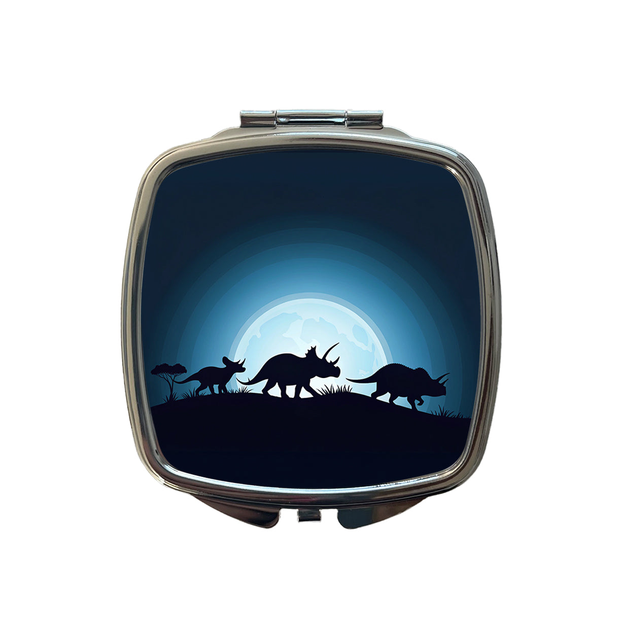 Triceratops Silhouettes Dinosaur Small Travel Purse Handbag Pocket Makeup Compact Mirror