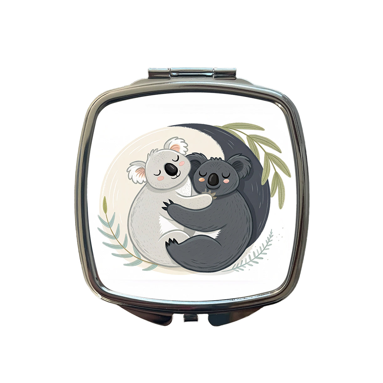 Two Koalas Yin Yang Small Travel Purse Handbag Pocket Makeup Compact Mirror