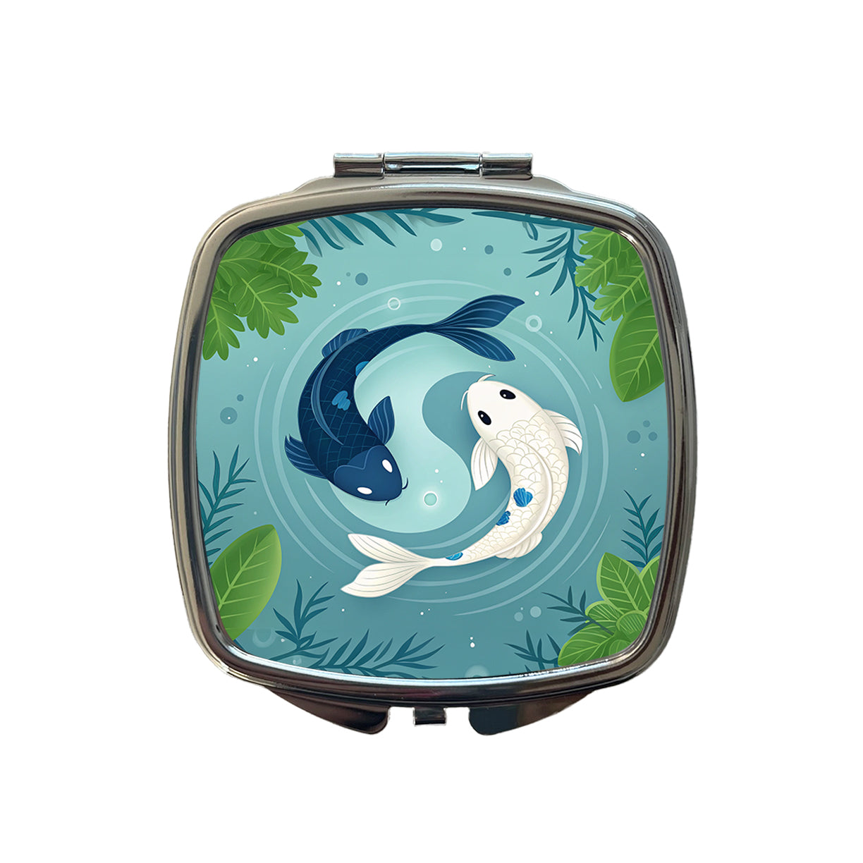 Two Koi Yin Yang Cute Small Travel Purse Handbag Pocket Makeup Compact Mirror