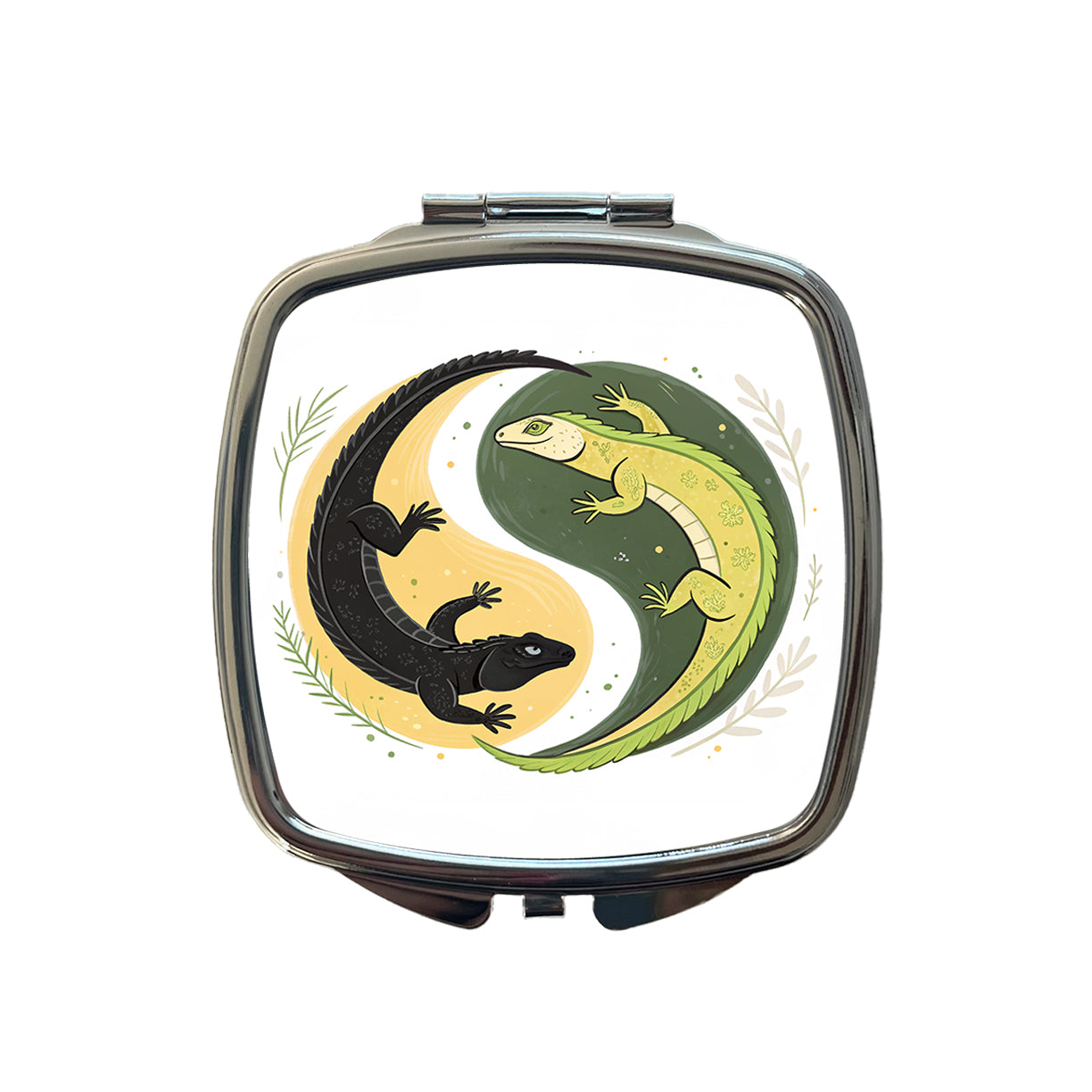 Two Komodo Dragons Yin Yang Small Travel Purse Handbag Pocket Makeup Compact Mirror