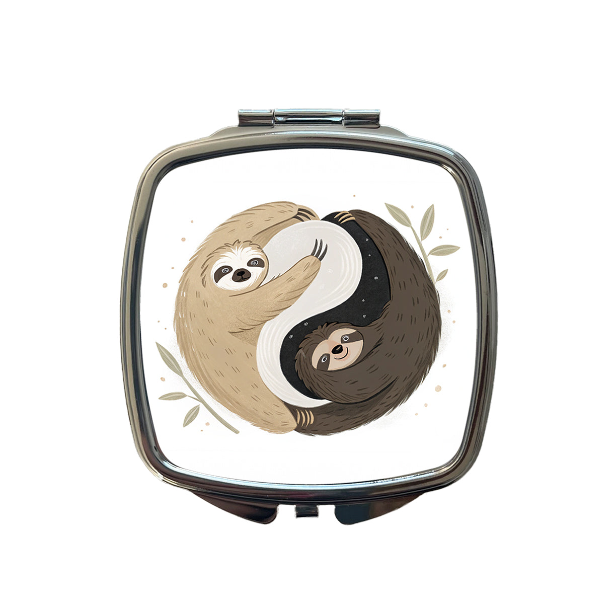 Two Sloths Yin Yang Small Travel Purse Handbag Pocket Makeup Compact Mirror
