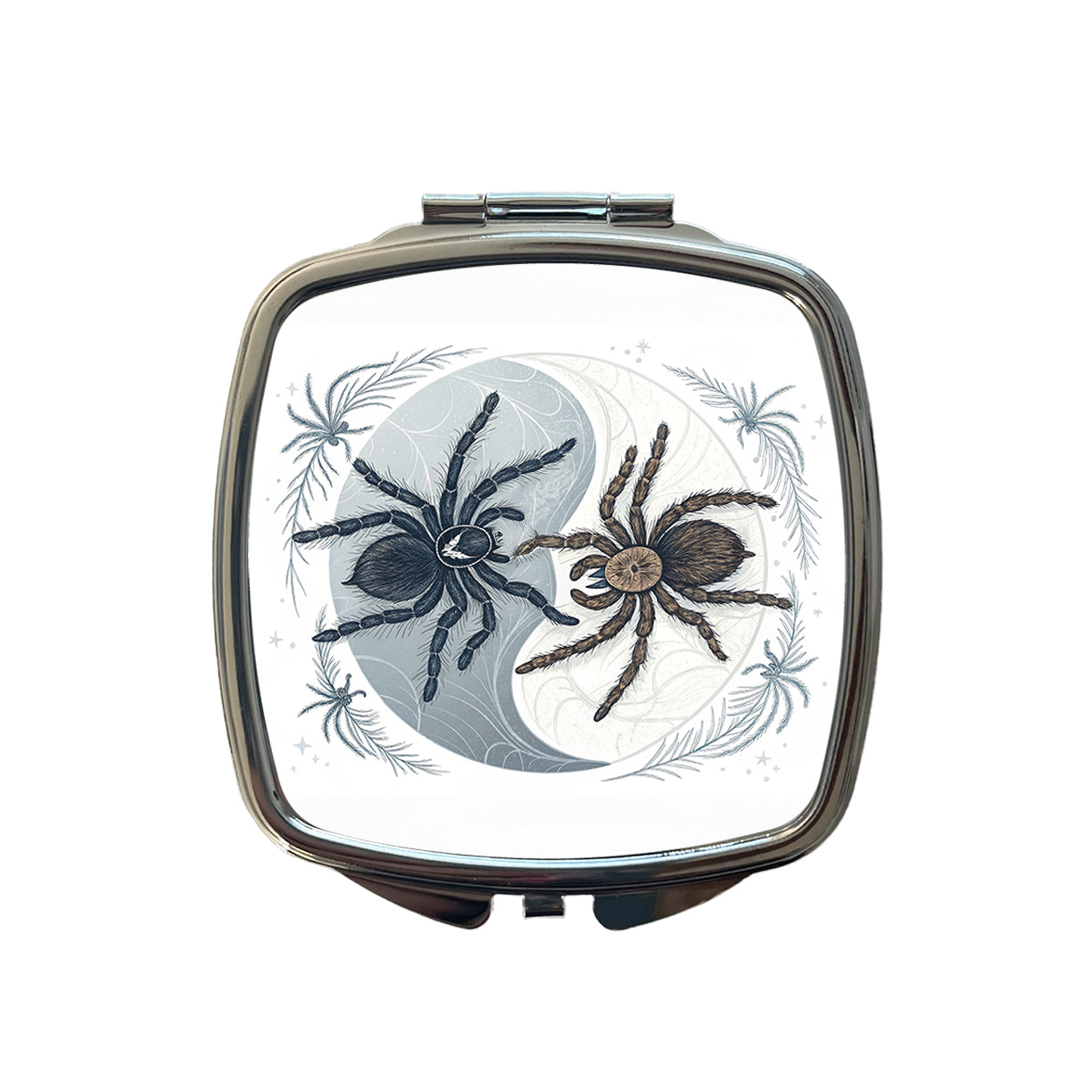 Two Tarantulas Spiders Yin Yang Small Travel Purse Handbag Pocket Makeup Compact Mirror