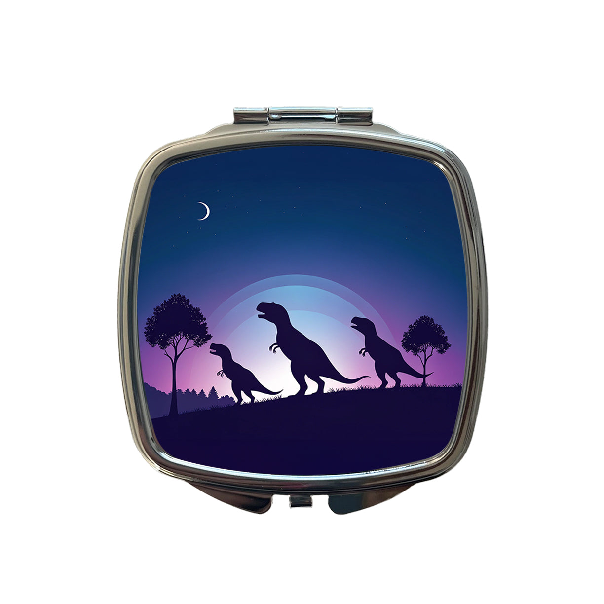 Tyrannosaurus T-Rex Dinosaur Silhouettes Small Travel Purse Handbag Pocket Makeup Compact Mirror