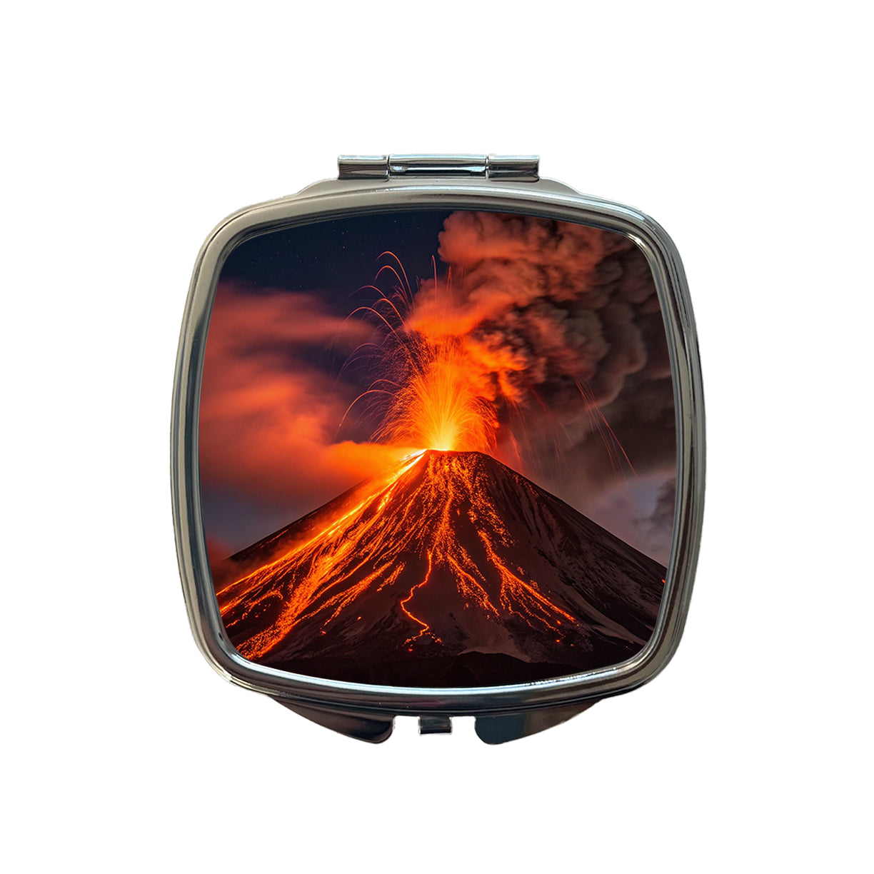 Volcano Erupting At Night Lava Small Travel Purse Handbag Pocket Makeup Compact Mirror