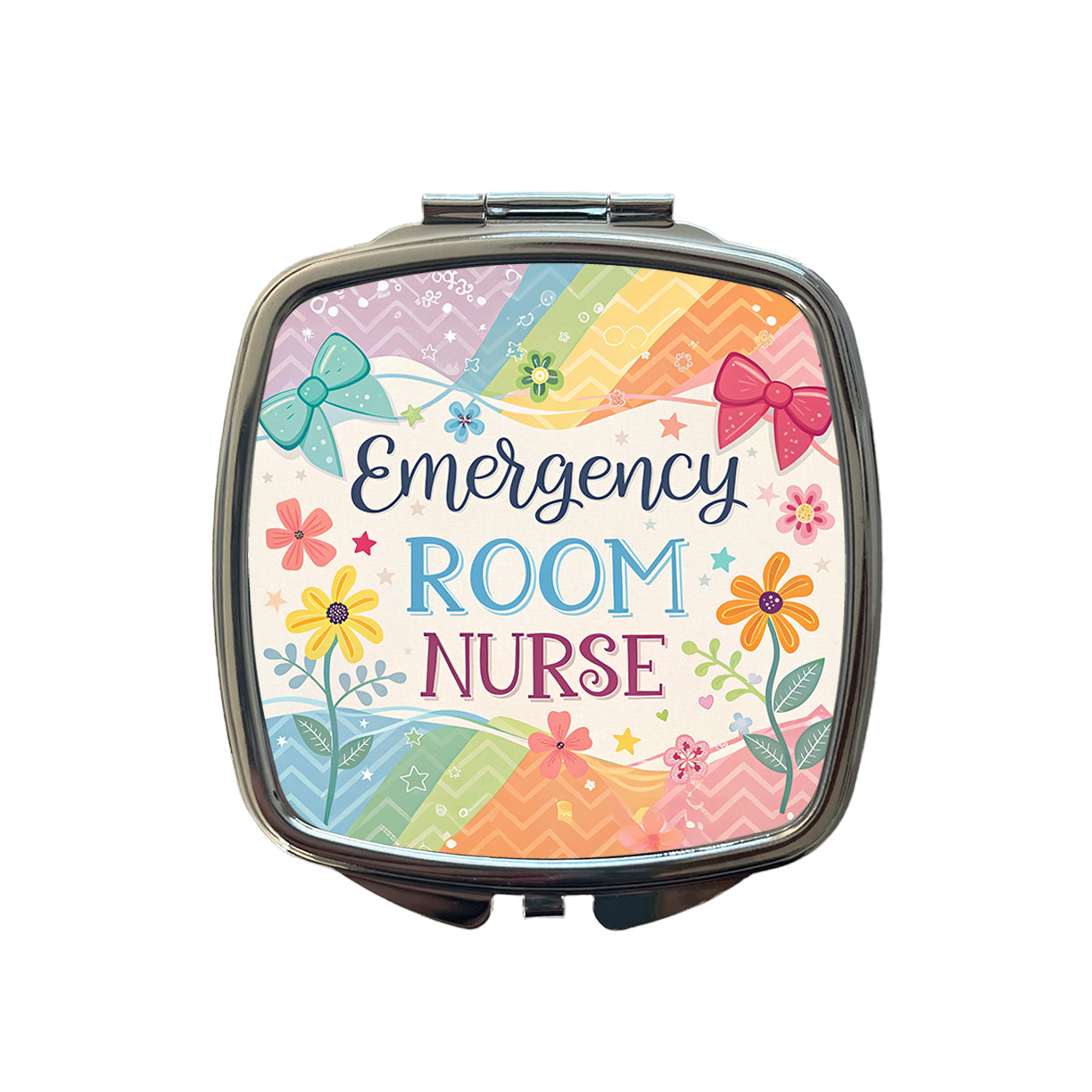 Emergency Room Nurse Appreciation Coquette Bows Flowers Small Travel Purse Handbag Pocket Makeup Compact Mirror