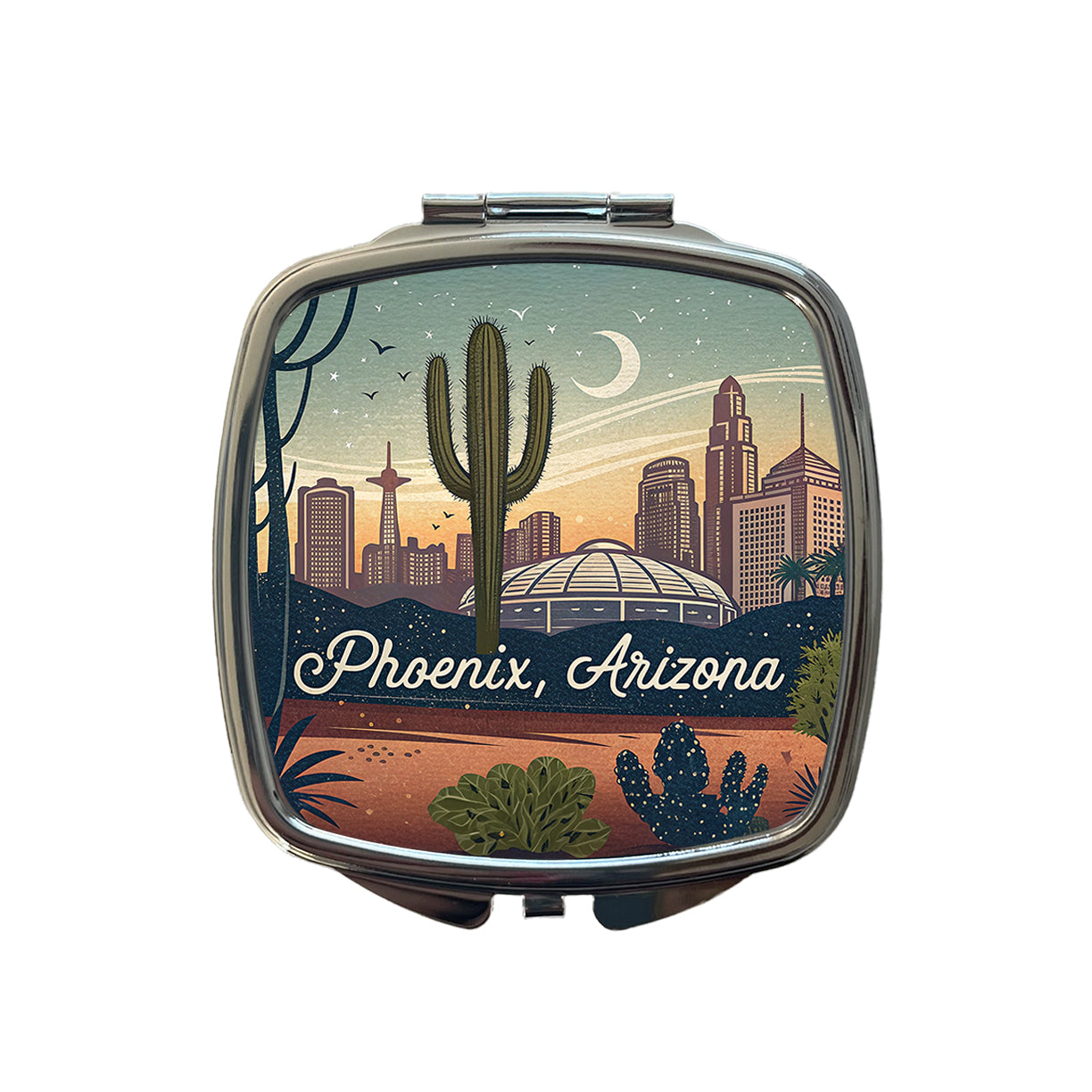 Phoenix, Arizona AZ Travel City State Stamp Small Travel Purse Handbag Pocket Makeup Compact Mirror