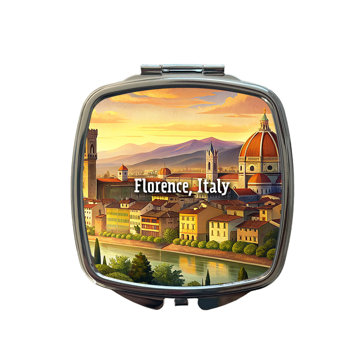 Florence, Italy Travel City Country Stamp Small Travel Purse Handbag Pocket Makeup Compact Mirror