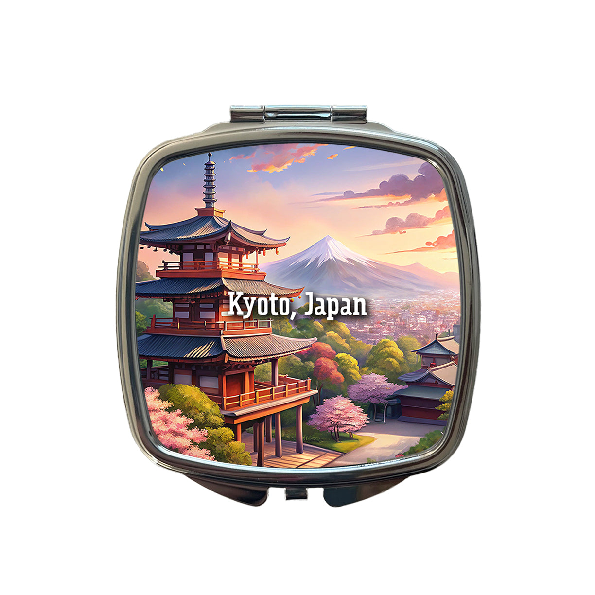 Kyoto, Japan Travel City Country Stamp Small Travel Purse Handbag Pocket Makeup Compact Mirror