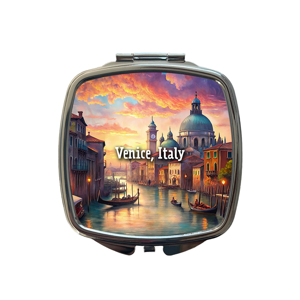 Venice, Italy Travel City Country Stamp Small Travel Purse Handbag Pocket Makeup Compact Mirror