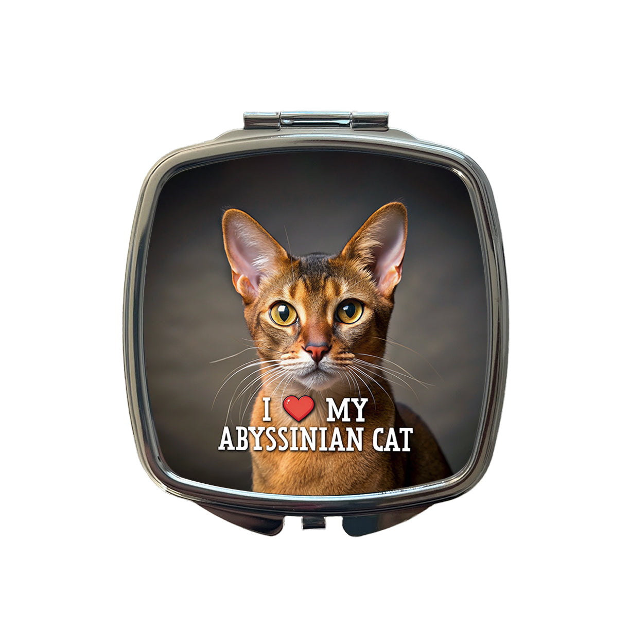 I Love My Abyssinian Cat Heart Small Travel Purse Handbag Pocket Makeup Compact Mirror