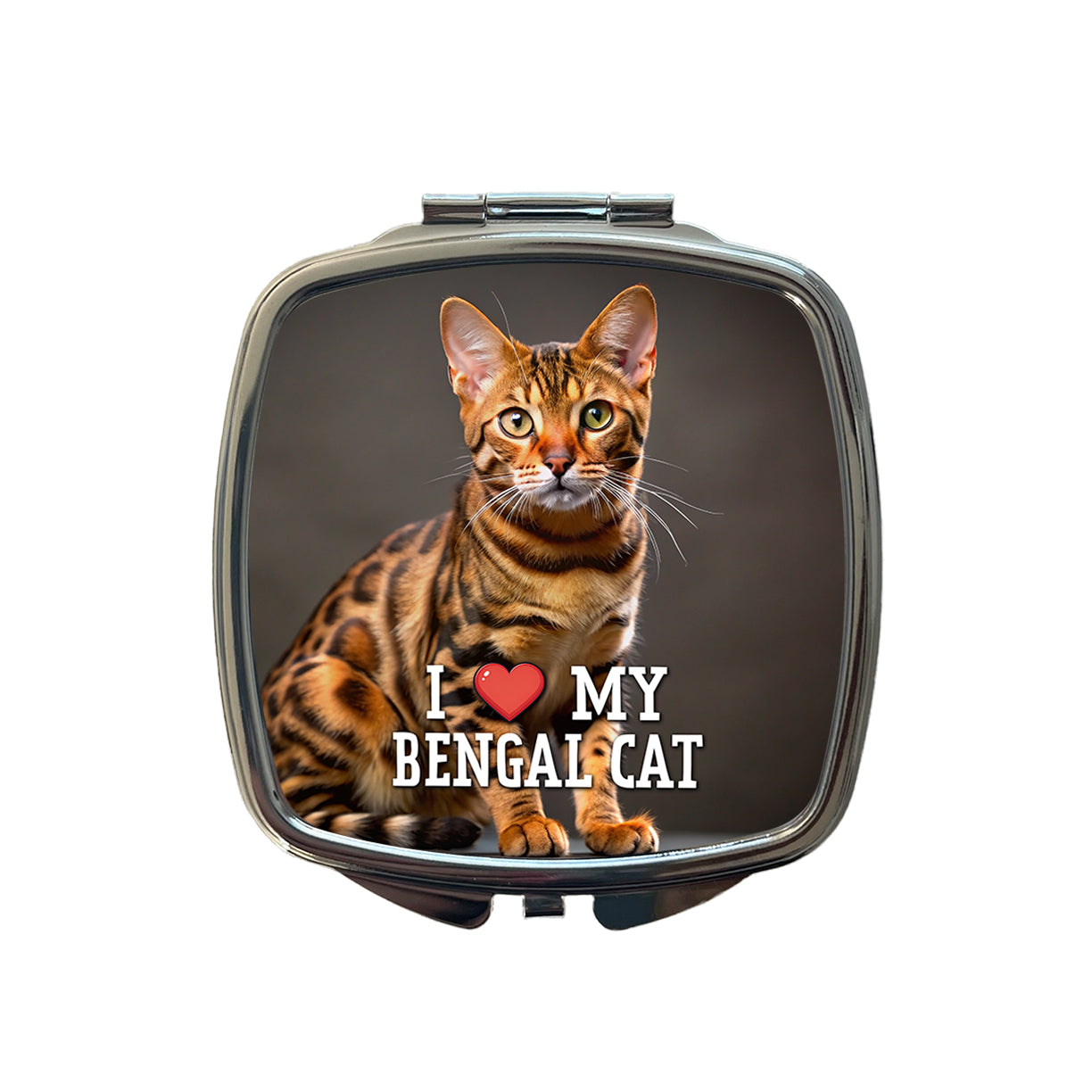 I Love My Bengal Cat Heart Small Travel Purse Handbag Pocket Makeup Compact Mirror