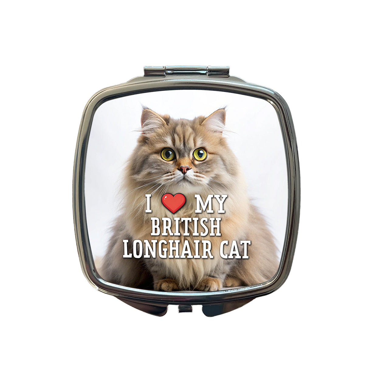 I Love My British Longhair Cat Heart Small Travel Purse Handbag Pocket Makeup Compact Mirror