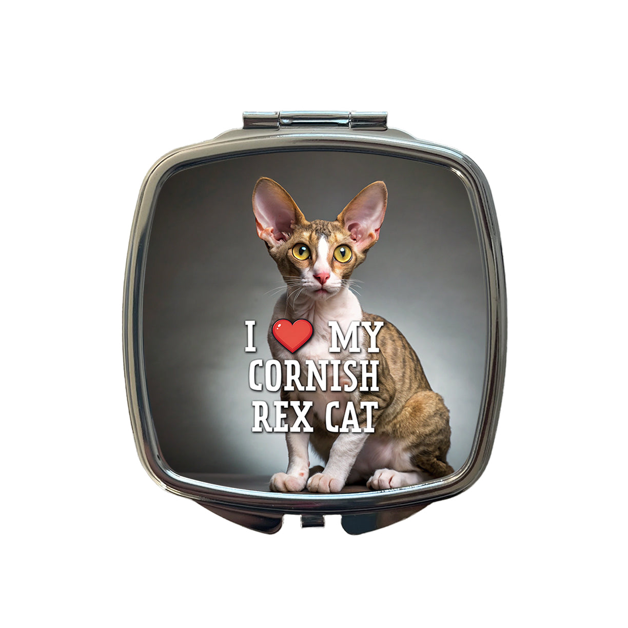 I Love My Cornish Rex Cat Heart Small Travel Purse Handbag Pocket Makeup Compact Mirror
