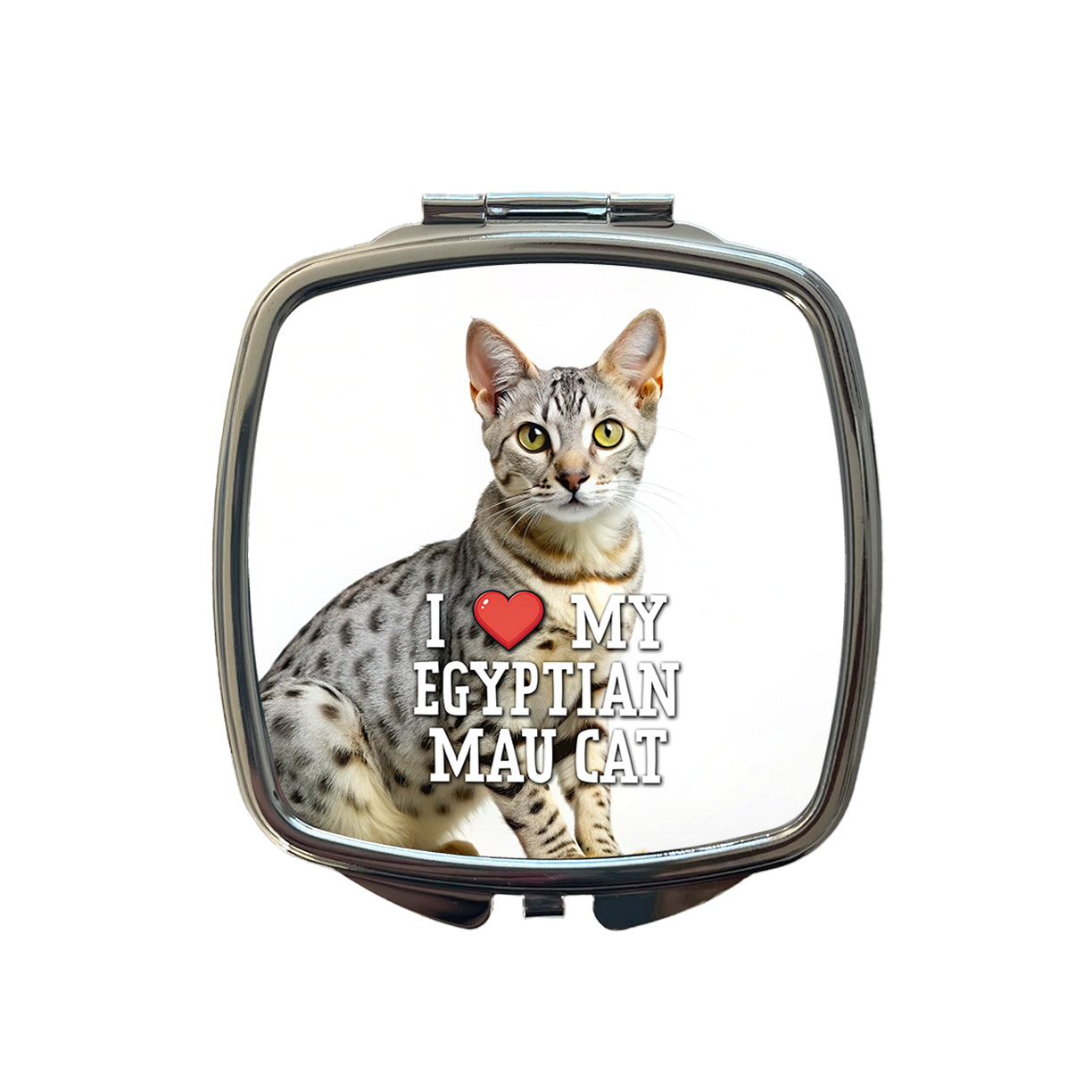 I Love My Egyptian Mau Cat Heart Small Travel Purse Handbag Pocket Makeup Compact Mirror