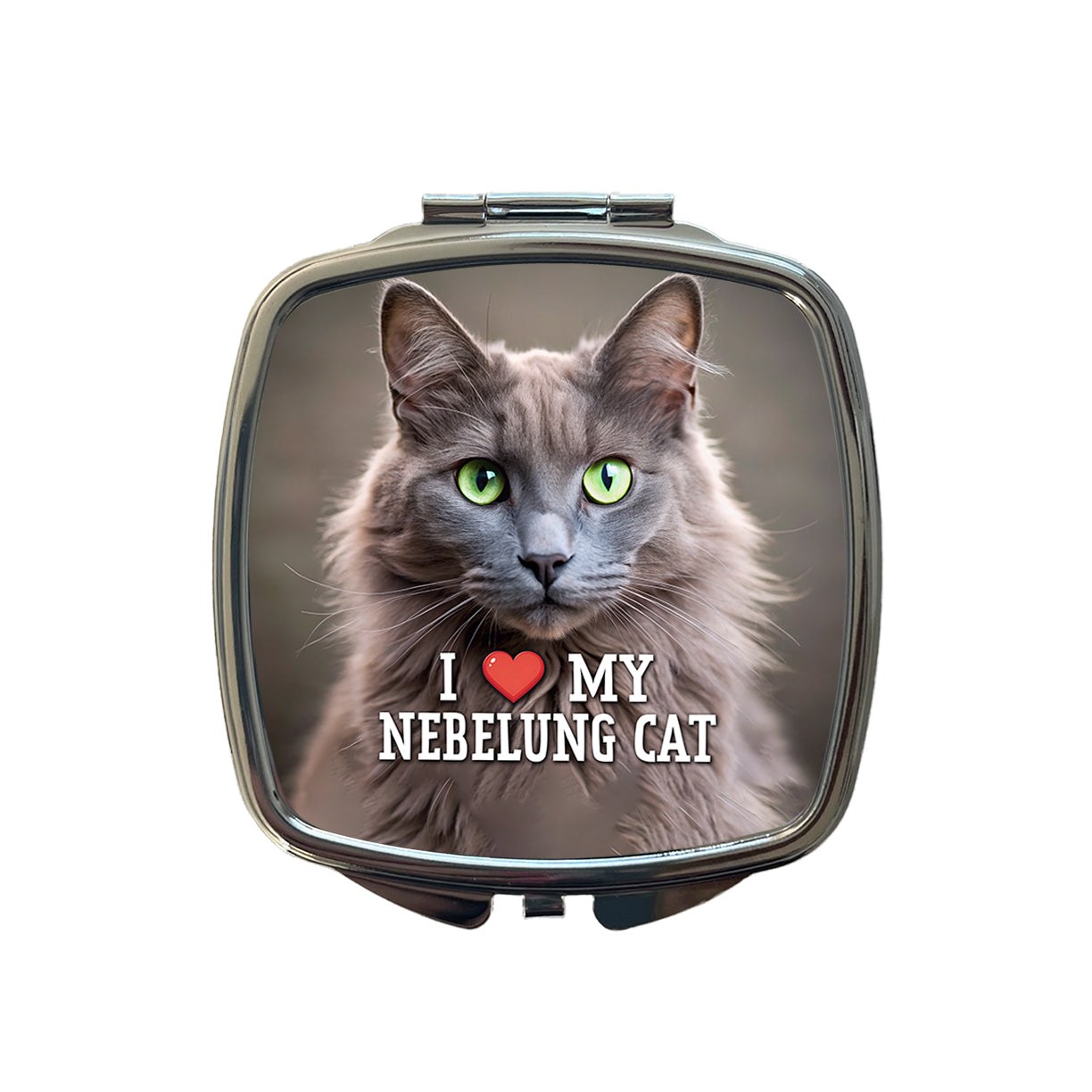 I Love My Nebelung Cat Heart Small Travel Purse Handbag Pocket Makeup Compact Mirror