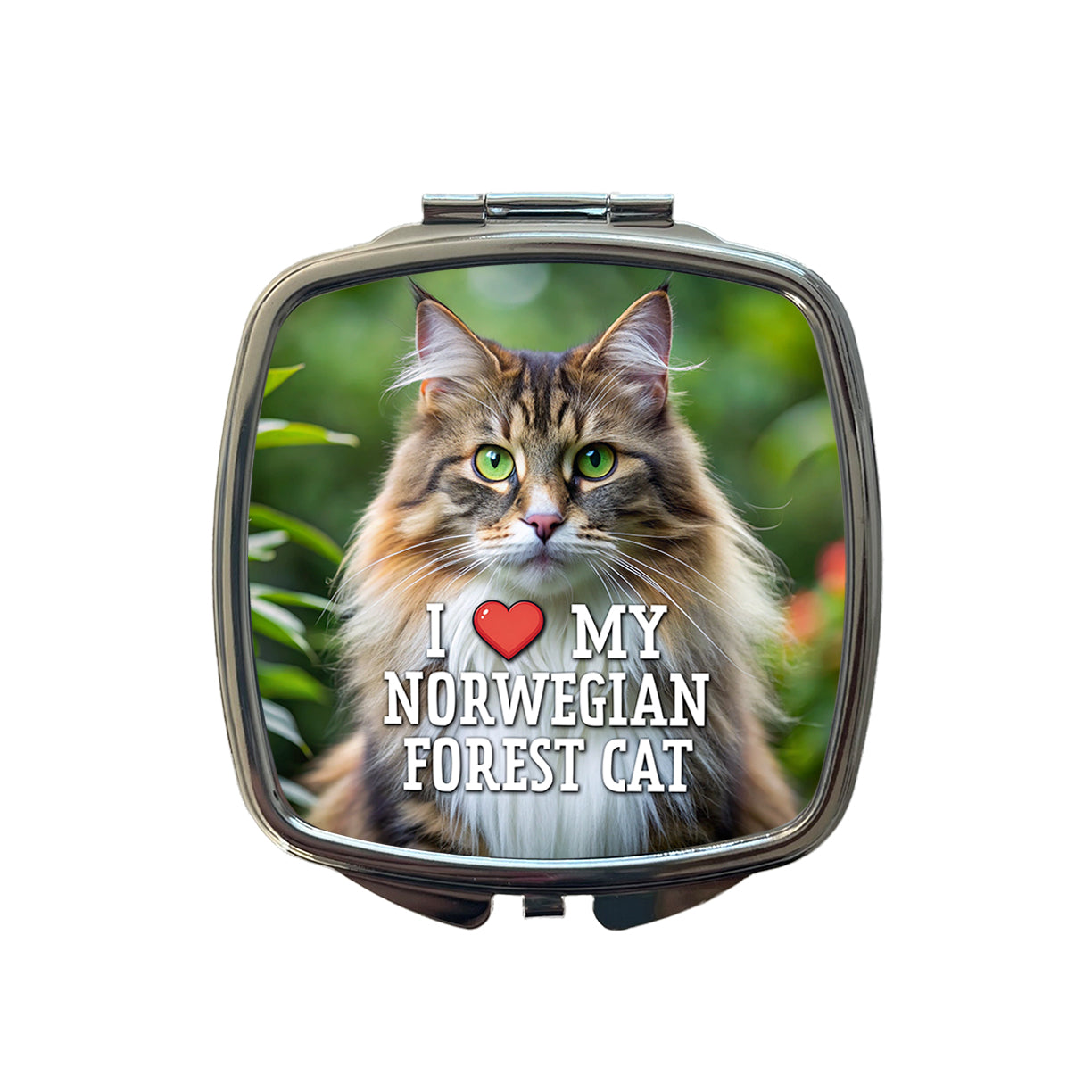 I Love My Norwegian Forest Cat Heart Small Travel Purse Handbag Pocket Makeup Compact Mirror