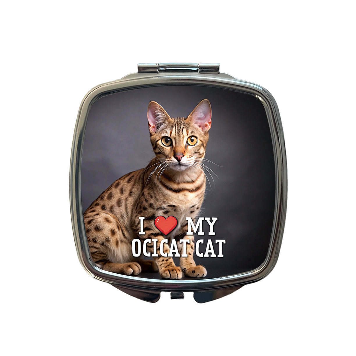 I Love My Ocicat Cat Heart Small Travel Purse Handbag Pocket Makeup Compact Mirror