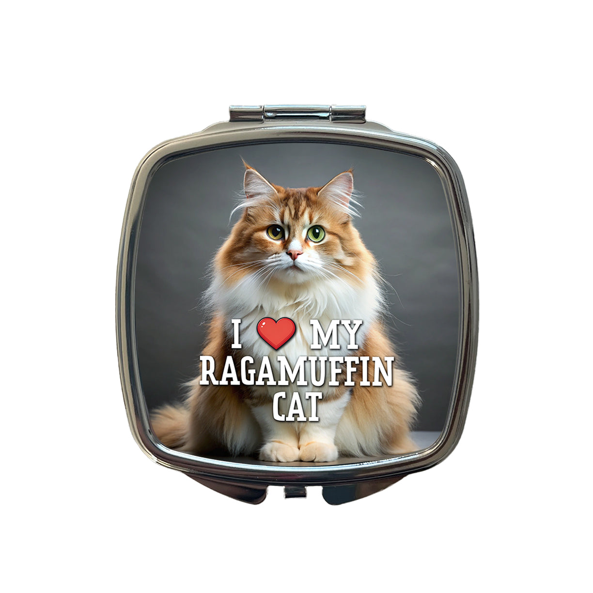 I Love My Ragamuffin Cat Heart Small Travel Purse Handbag Pocket Makeup Compact Mirror