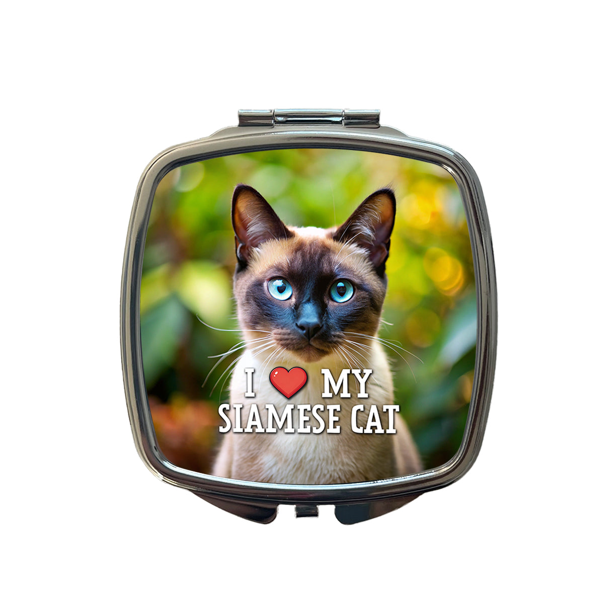 I Love My Siamese Cat Heart Small Travel Purse Handbag Pocket Makeup Compact Mirror