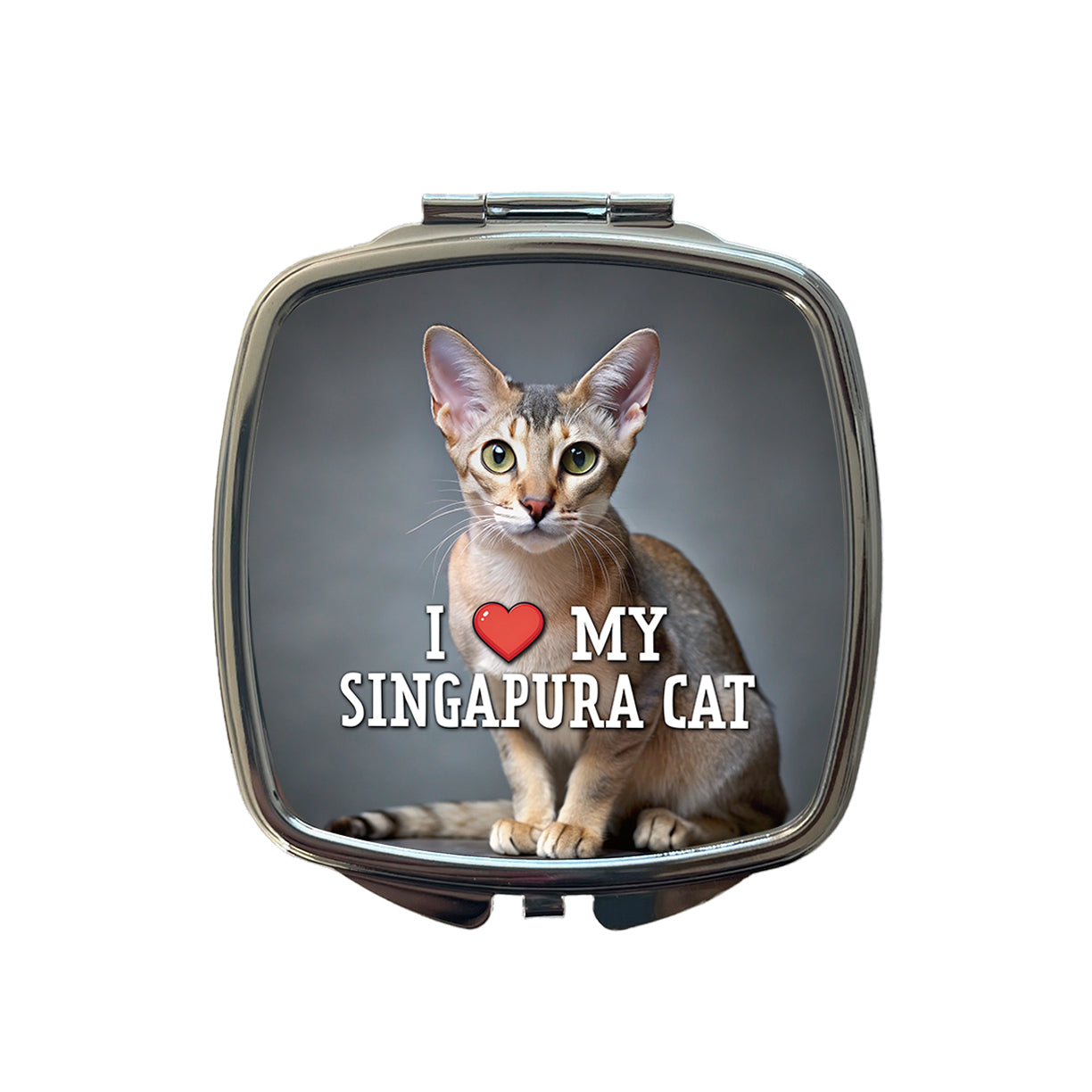 I Love My Singapura Cat Heart Small Travel Purse Handbag Pocket Makeup Compact Mirror