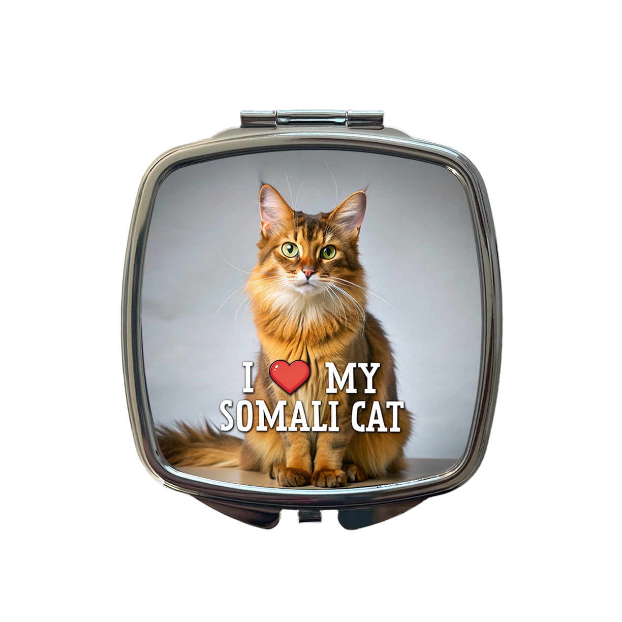 I Love My Somali Cat Heart Small Travel Purse Handbag Pocket Makeup Compact Mirror