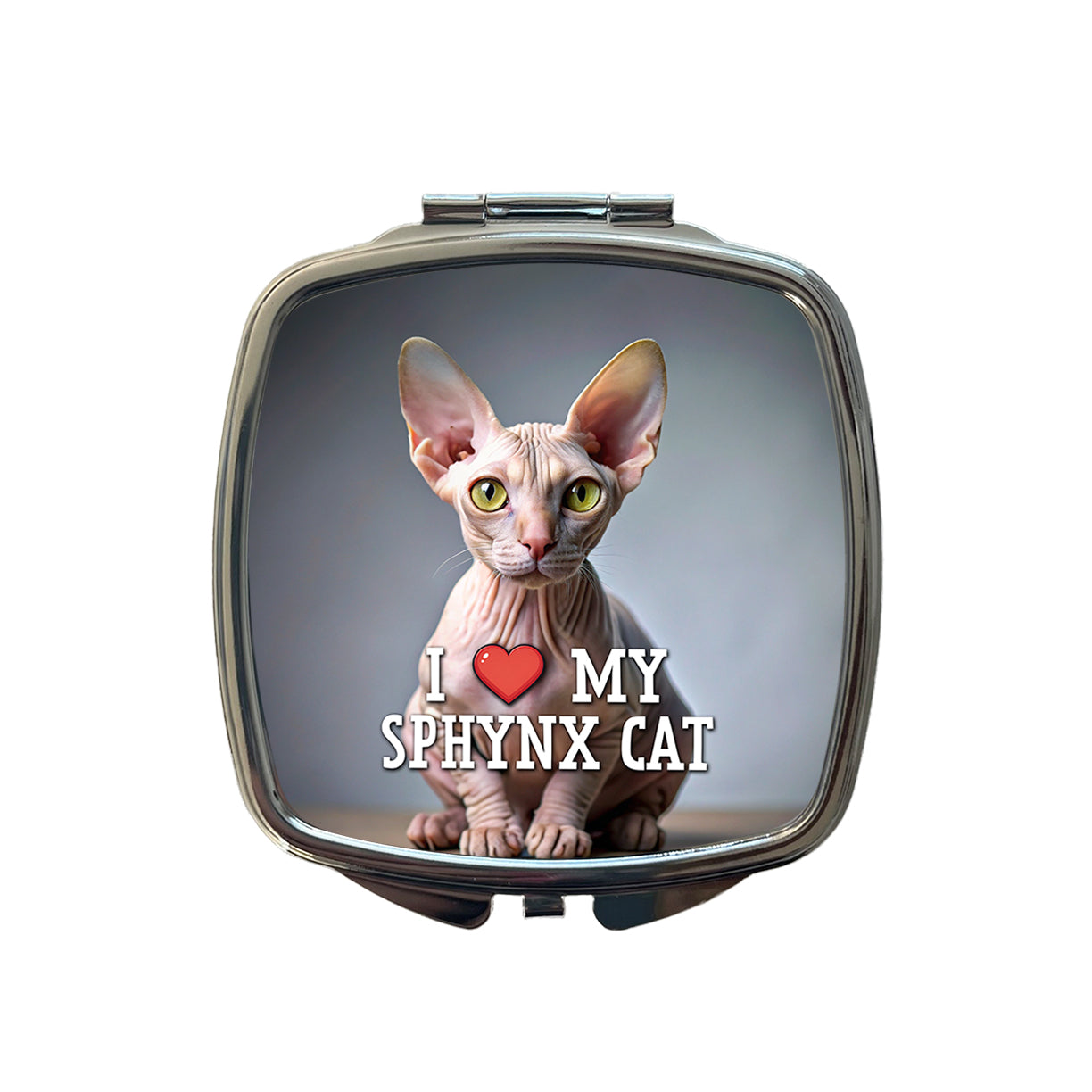 I Love My Sphynx Cat Heart Small Travel Purse Handbag Pocket Makeup Compact Mirror