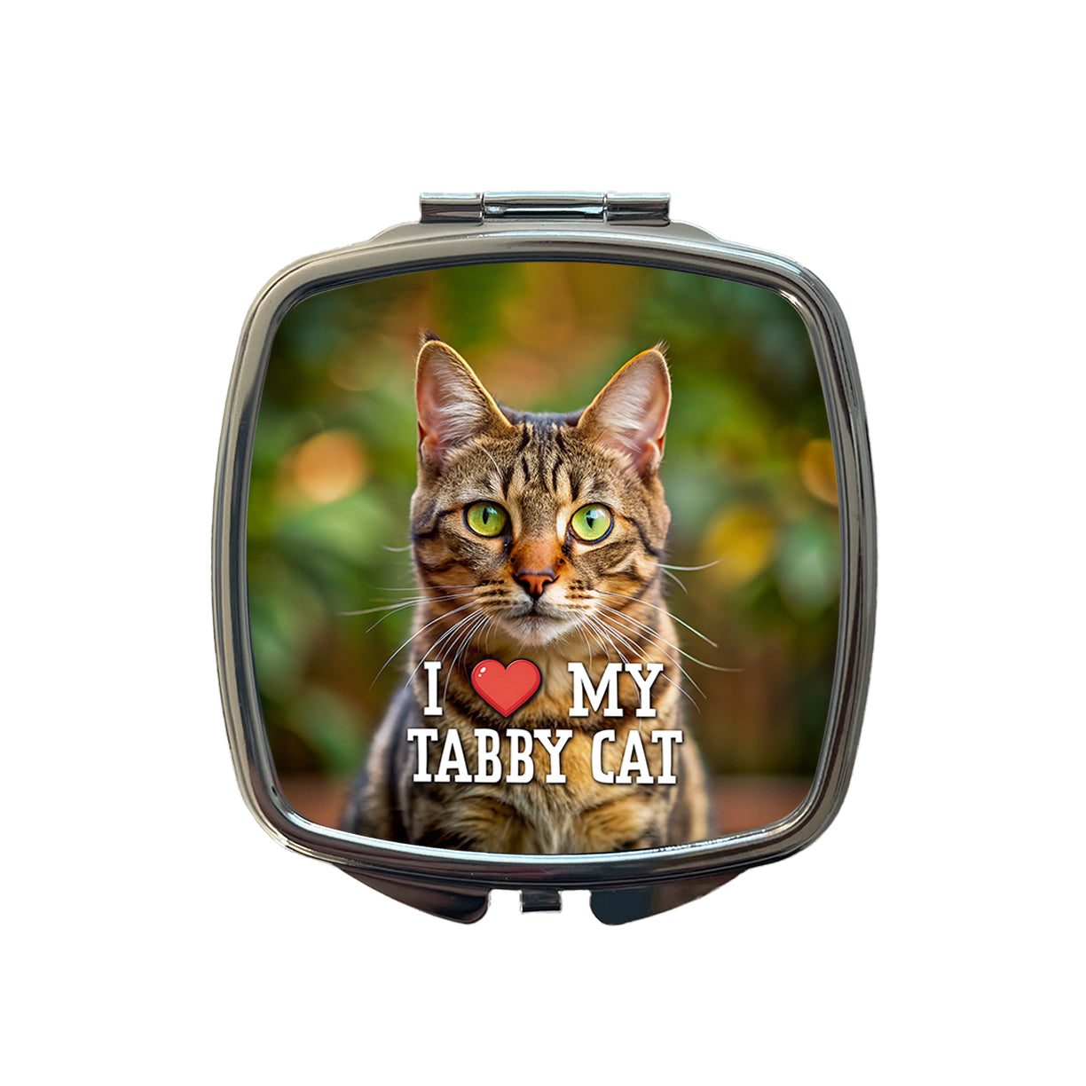 I Love My Tabby Cat Heart Small Travel Purse Handbag Pocket Makeup Compact Mirror