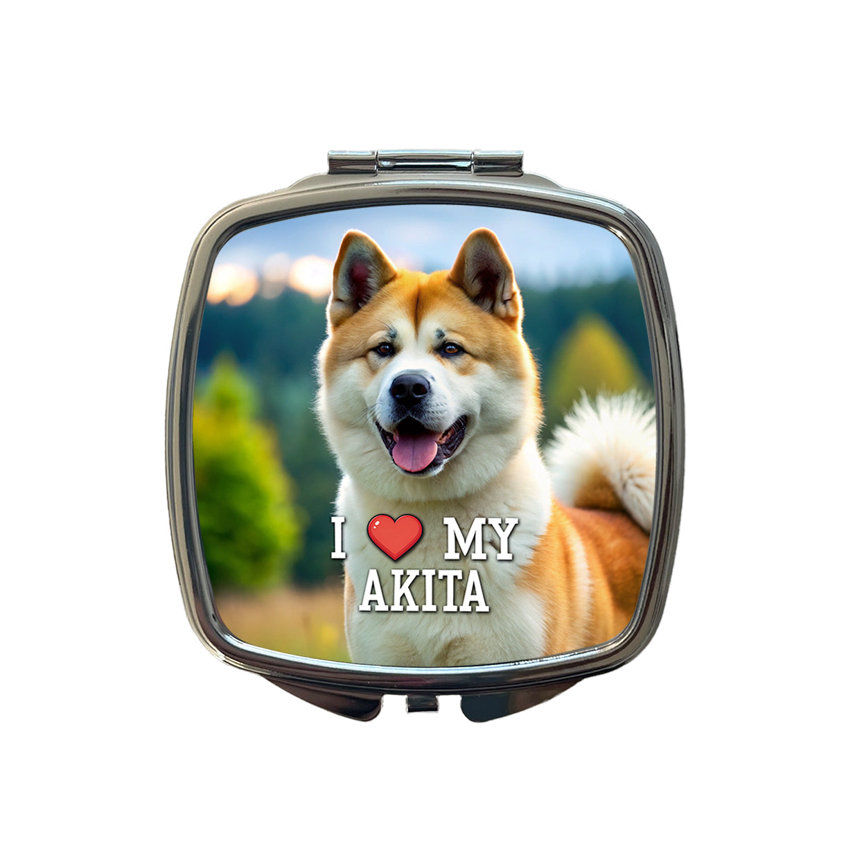 I Love My Akita Dog Heart Small Travel Purse Handbag Pocket Makeup Compact Mirror
