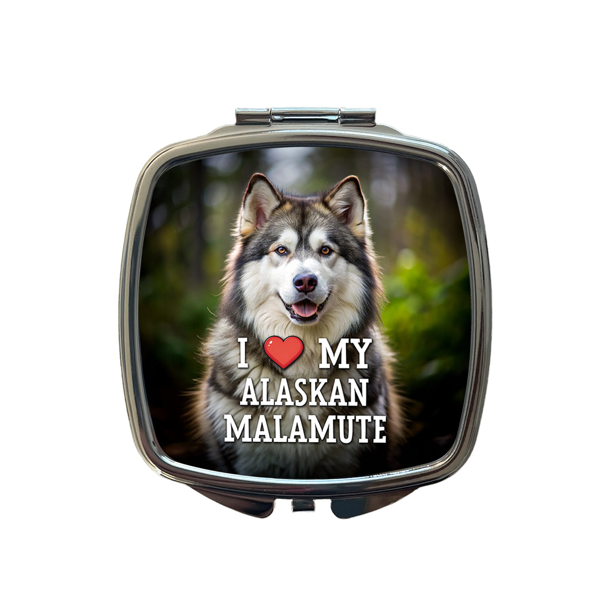 I Love My Alaskan Malamute Dog Heart Small Travel Purse Handbag Pocket Makeup Compact Mirror