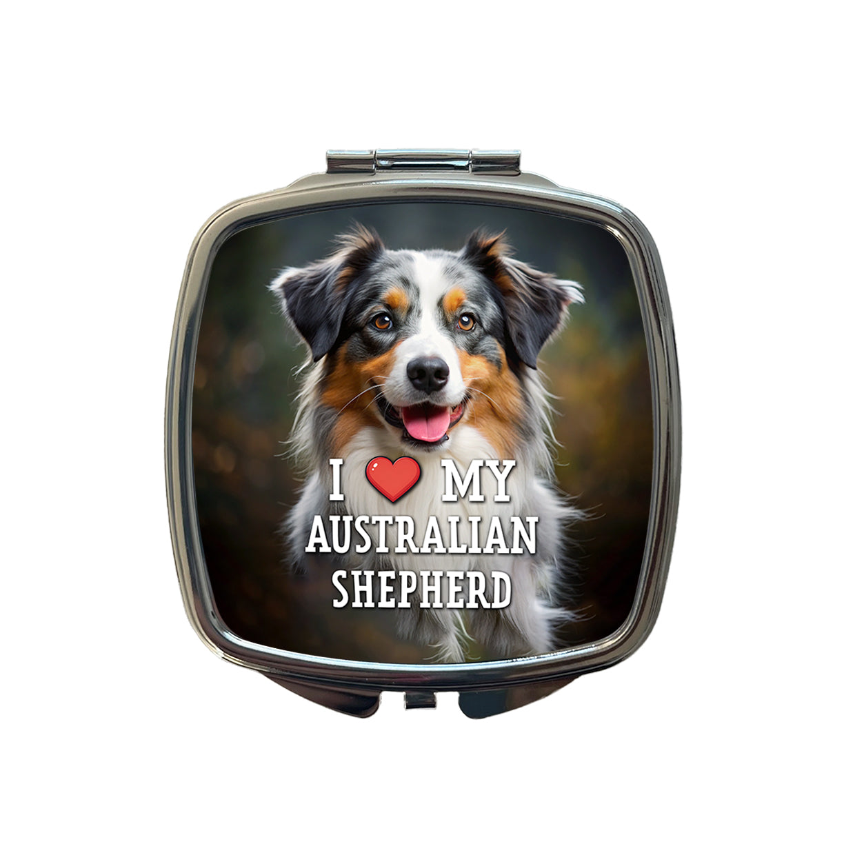 I Love My Australian Shepherd Dog Heart Small Travel Purse Handbag Pocket Makeup Compact Mirror