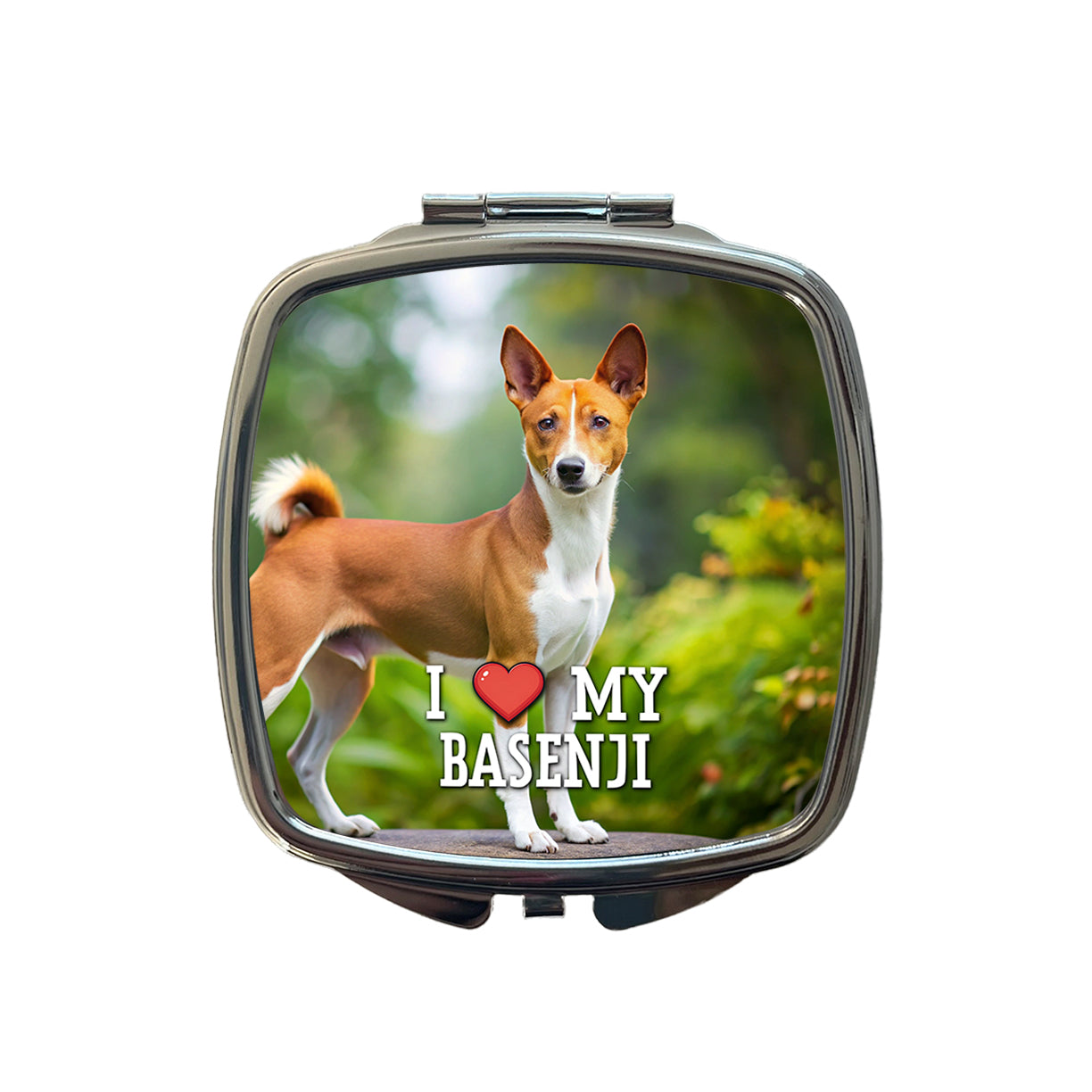I Love My Basenji Dog Heart Small Travel Purse Handbag Pocket Makeup Compact Mirror