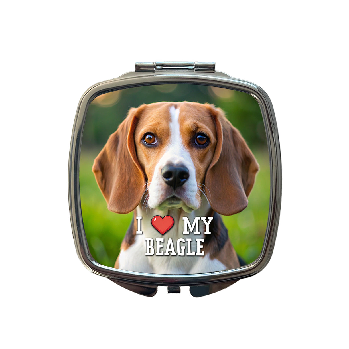 I Love My Beagle Dog Heart Small Travel Purse Handbag Pocket Makeup Compact Mirror