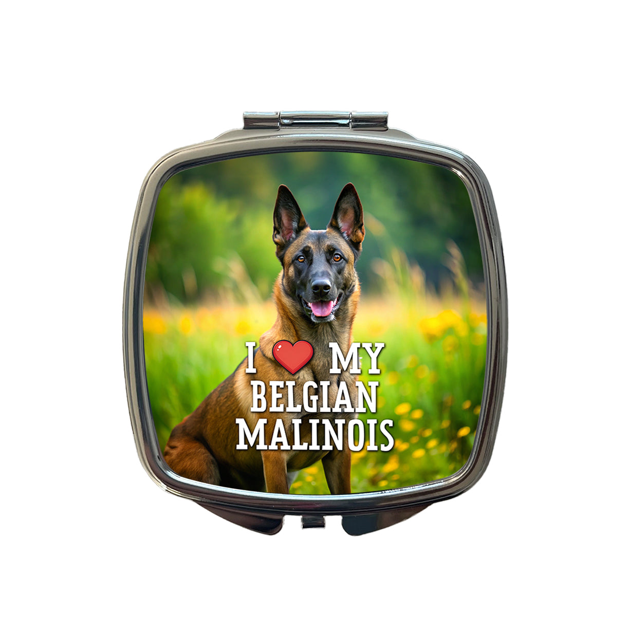 I Love My Belgian Malinois Dog Heart Small Travel Purse Handbag Pocket Makeup Compact Mirror