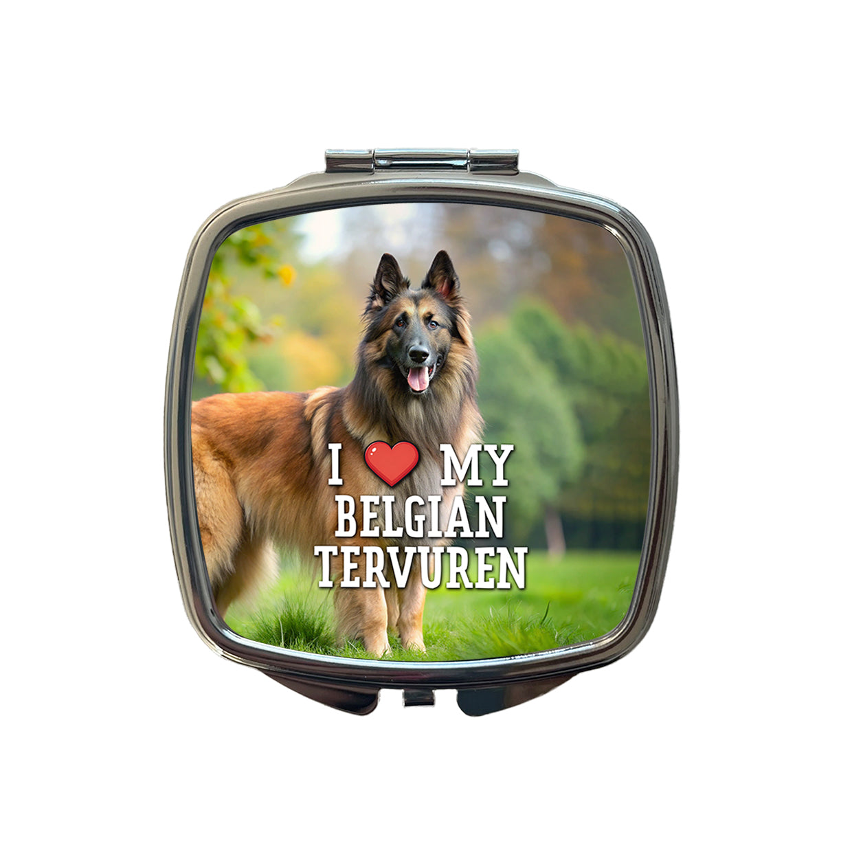 I Love My Belgian Tervuren Dog Heart Small Travel Purse Handbag Pocket Makeup Compact Mirror
