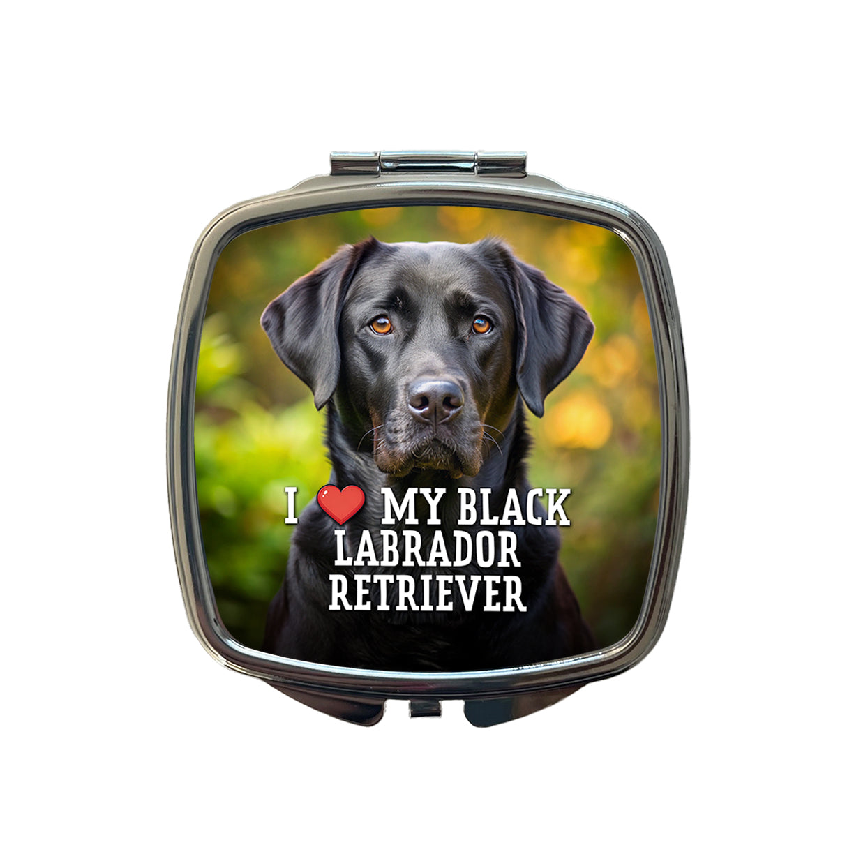 I Love My Black Labrador Retriever Dog Heart Small Travel Purse Handbag Pocket Makeup Compact Mirror