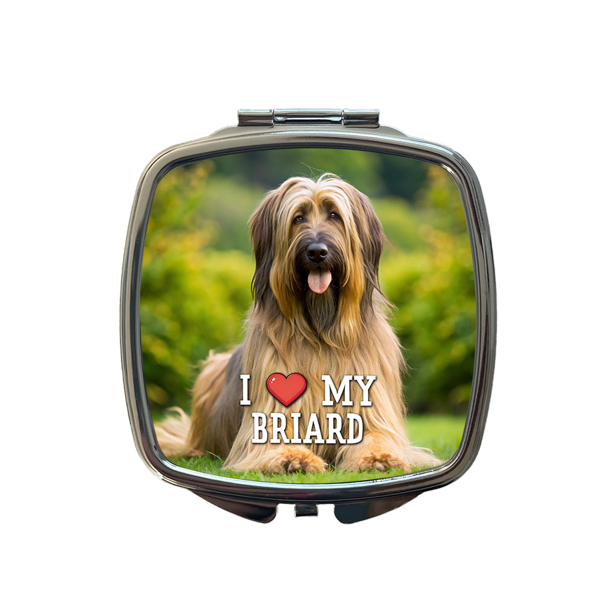 I Love My Briard Dog Heart Small Travel Purse Handbag Pocket Makeup Compact Mirror