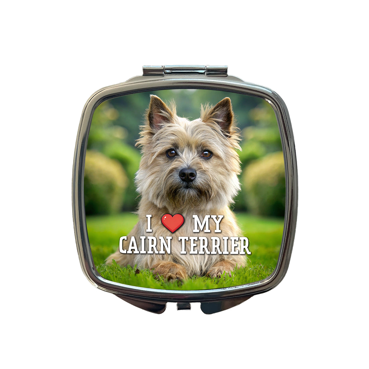 I Love My Cairn Terrier Dog Heart Small Travel Purse Handbag Pocket Makeup Compact Mirror