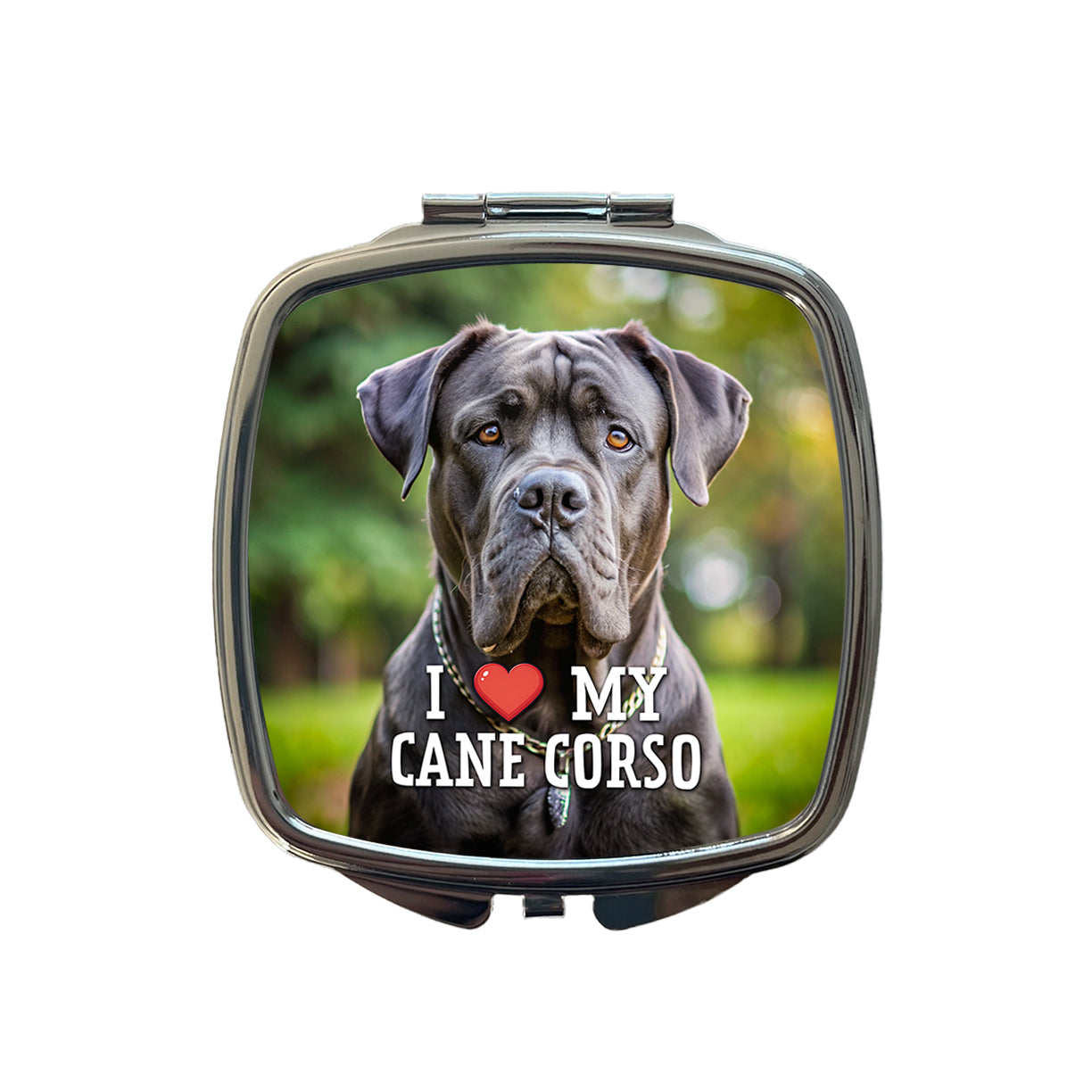 I Love My Cane Corso Dog Heart Small Travel Purse Handbag Pocket Makeup Compact Mirror