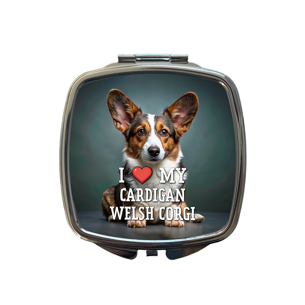 I Love My Cardigan Welsh Corgi Dog Heart Small Travel Purse Handbag Pocket Makeup Compact Mirror