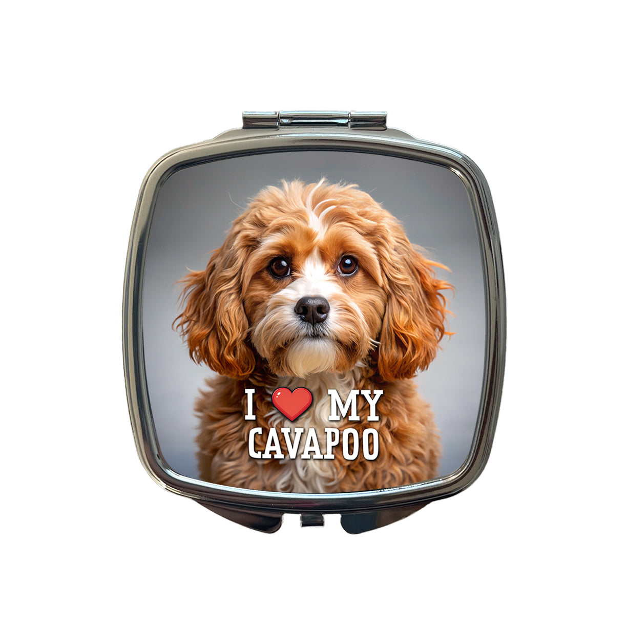 I Love My Cavapoo Dog Heart Small Travel Purse Handbag Pocket Makeup Compact Mirror
