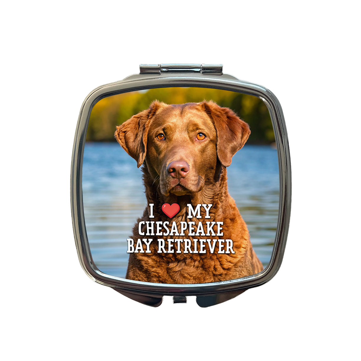 I Love My Chesapeake Bay Retriever Dog Heart Small Travel Purse Handbag Pocket Makeup Compact Mirror