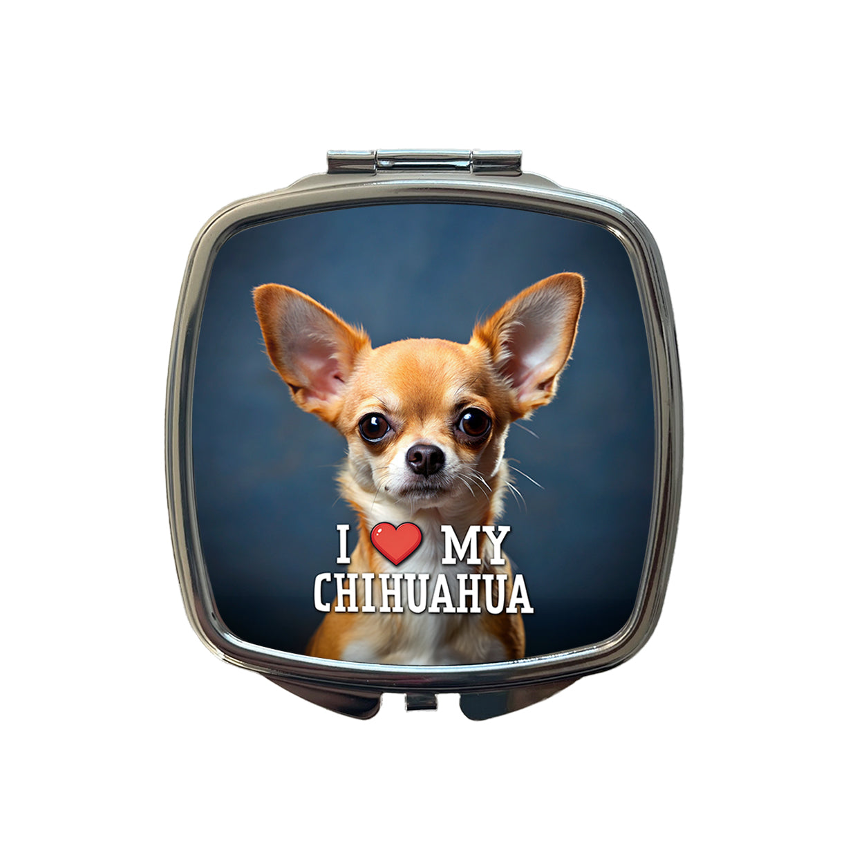 I Love My Chihuahua Dog Heart Small Travel Purse Handbag Pocket Makeup Compact Mirror